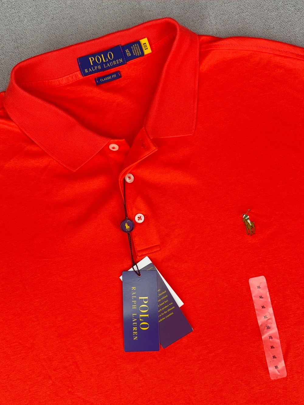 NWT Ralph Lauren Polo Shirt Mens L Red/Orange Classic Fit Golf Preppy Casual NEW
